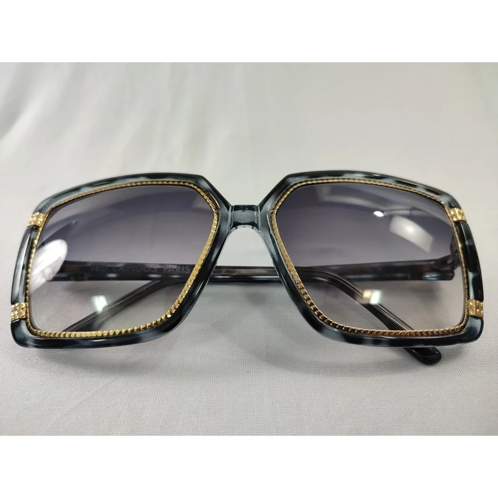 Vintage Ted Lapidus‎ Paris TL 15 09 Sunglasses 1970s France Grey Gold Oversized